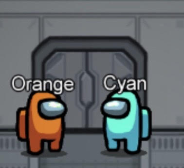 Among Us orange and cyan